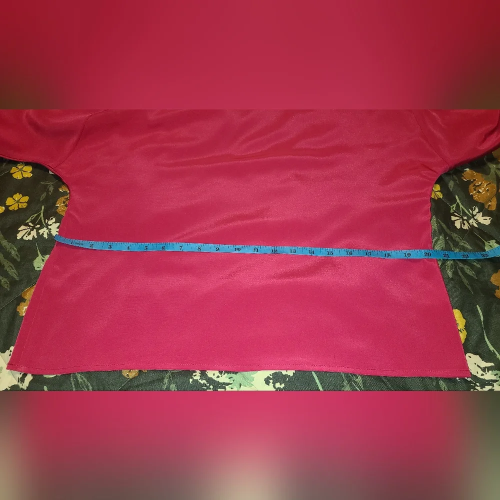 Bethany Vintage Blouse Bright Pink Silk Like Material Sz 11/12 - Picture 6 of 12